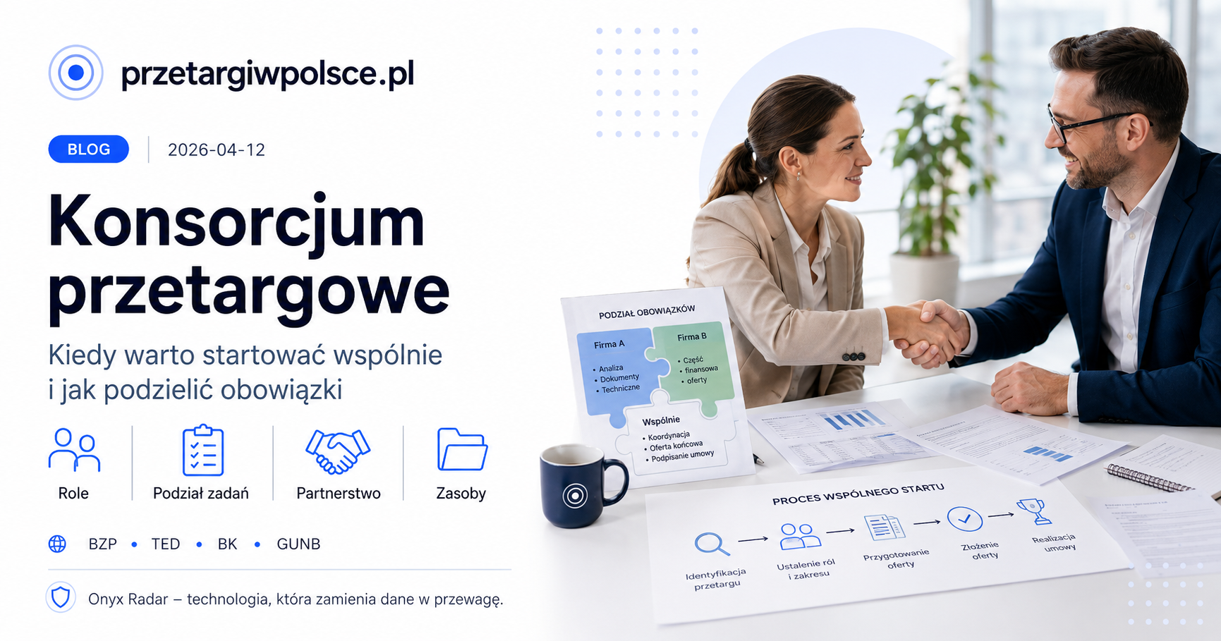 Konsorcjum przetargowe — kiedy warto startować wspólnie, role, podział zadań, partnerstwo, zasoby